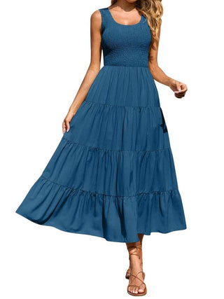 Tiered Smocked Wide Strap Dress - Just Believe Boutique