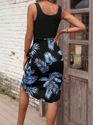Tropical Print Scoop Neck Tank Dress - Just Believe Boutique