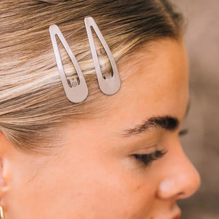 TELETIES Truly Taupe snap clips worn in blonde hair