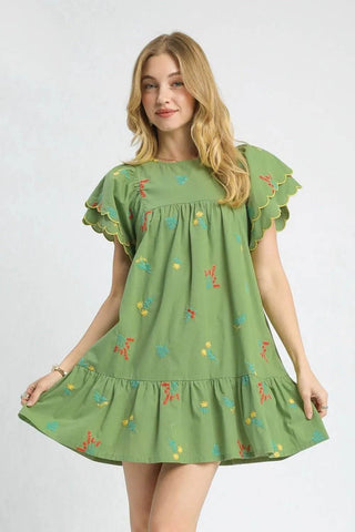 Umgee Floral Embroidered Short Sleeve Mini Dress - Just Believe Boutique