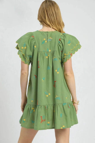 Umgee Floral Embroidered Short Sleeve Mini Dress - Just Believe Boutique