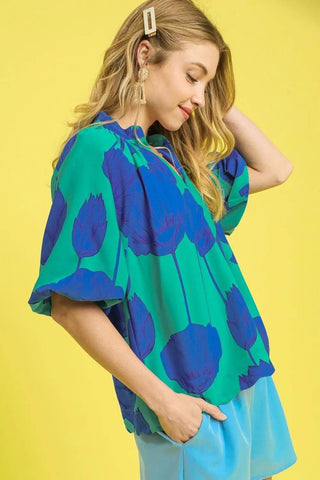 Umgee Floral Print Relaxed Fit Summer Blouse - Just Believe Boutique