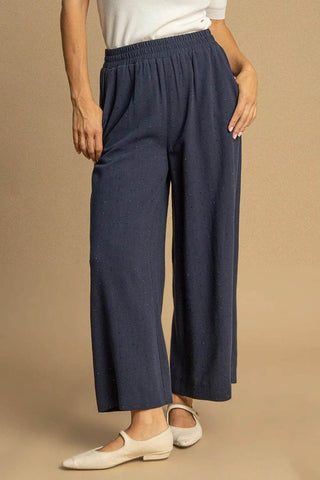 Umgee Full Size High Waisted Embellished Linen Pants Plus Size - Just Believe Boutique