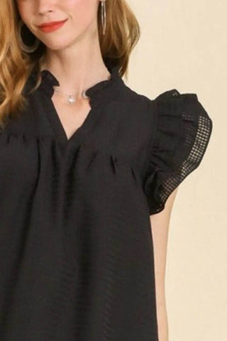 Umgee Full Size Layered Ruffle Sleeve Mini Dress Plus Size - Just Believe Boutique