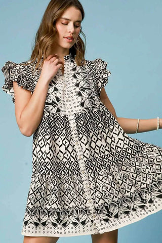 Umgee Full Size Mixed Print Mini Dress Plus Size - Just Believe Boutique