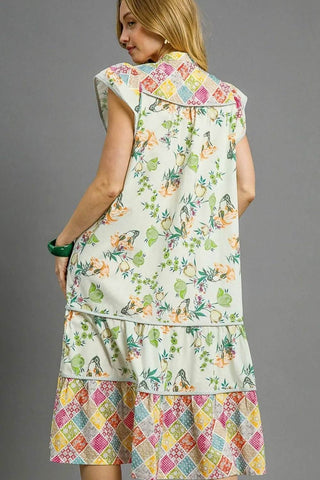 Umgee Patchwork Garden Midi Dress - Just Believe Boutique