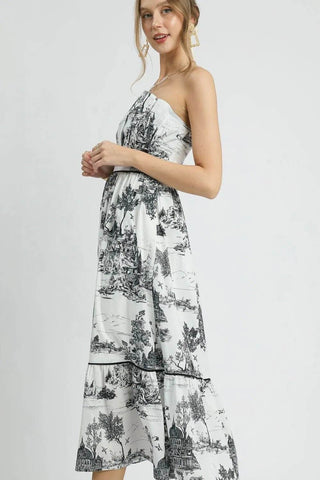 Umgee Printed Tiered Tube Midi Dress - Just Believe Boutique