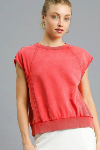 Umgee Round Neck Cap Sleeve Sweatshirt - Just Believe Boutique