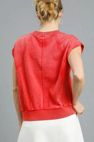 Umgee Round Neck Cap Sleeve Sweatshirt - Just Believe Boutique