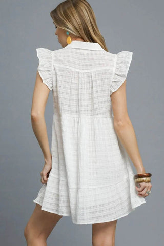 Umgee Ruffle Cap Sleeve Textured Mini Dress - Just Believe Boutique