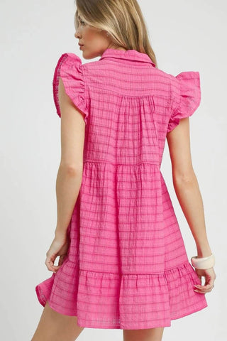 Umgee Ruffle Cap Sleeve Textured Mini Dress - Just Believe Boutique