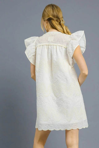 Umgee Scalloped Hem Embroidered Mini Dress - Just Believe Boutique