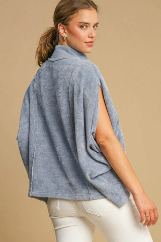 Umgee Solid Color Mock Neck Short Sleeve Top - Just Believe Boutique