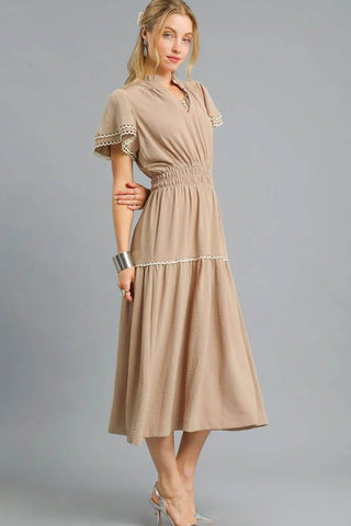 Umgee Tiered Flutter Sleeve Midi Dress - Just Believe Boutique
