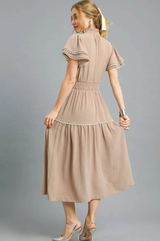 Umgee Tiered Flutter Sleeve Midi Dress - Just Believe Boutique