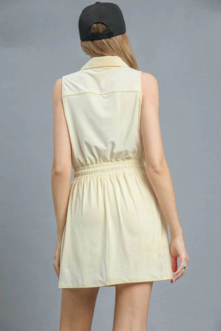 Umgee Zip Front Drawstring Waist Sleeveless Dress - Just Believe Boutique