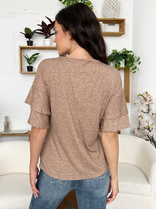 V-Neck Half Sleeve Blouse - Just Believe Boutique