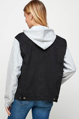 Women's Denim Jacket with Fleece Hoodies - Just Believe Boutique