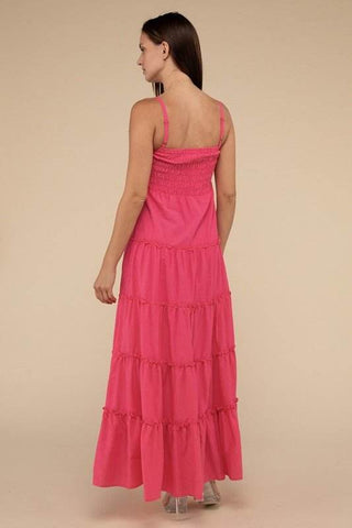 Woven Smocked Top Tiered Cami Maxi Dress - Just Believe Boutique