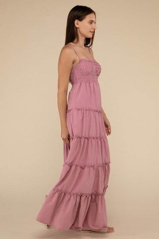 Woven Smocked Top Tiered Cami Maxi Dress - Just Believe Boutique