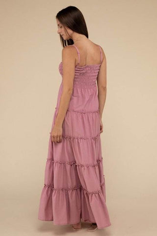 Woven Smocked Top Tiered Cami Maxi Dress - Just Believe Boutique