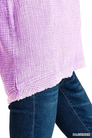 Zenana Double Gauze Raw Edge Acid Washed Tank - Just Believe Boutique