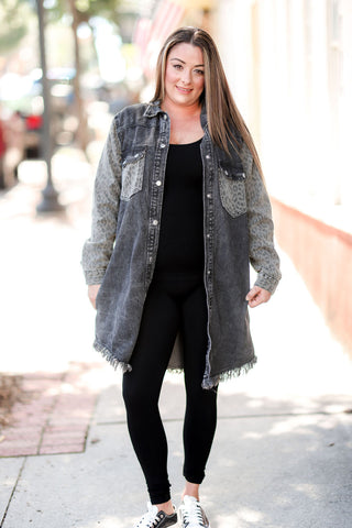 Black Denim Cheetah Jacket - JustBelieve.Boutique