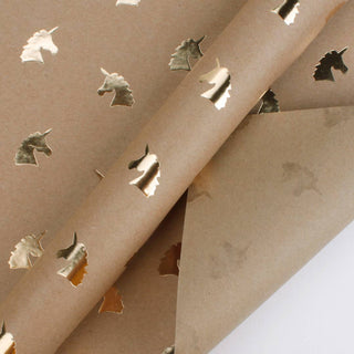 Unicorn Gold Foil Kraft Wrapping Paper Sheets