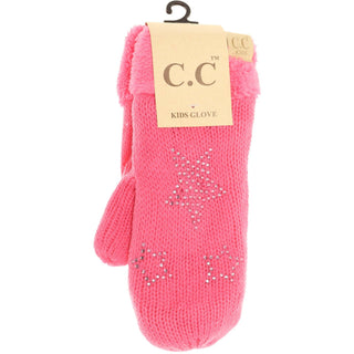 Kids Rhinestone Star Fuzzy Lined Mitten