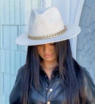 Chain Trim Vegan Fabric C.C Panama Hat - JustBelieve.Boutique