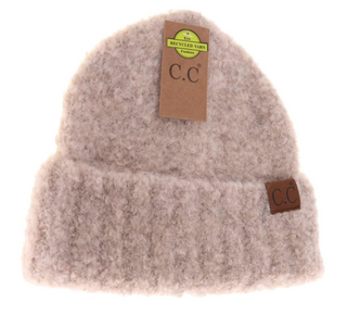 Mixed Boucle Cuff Beanie Hat - JustBelieve.Boutique