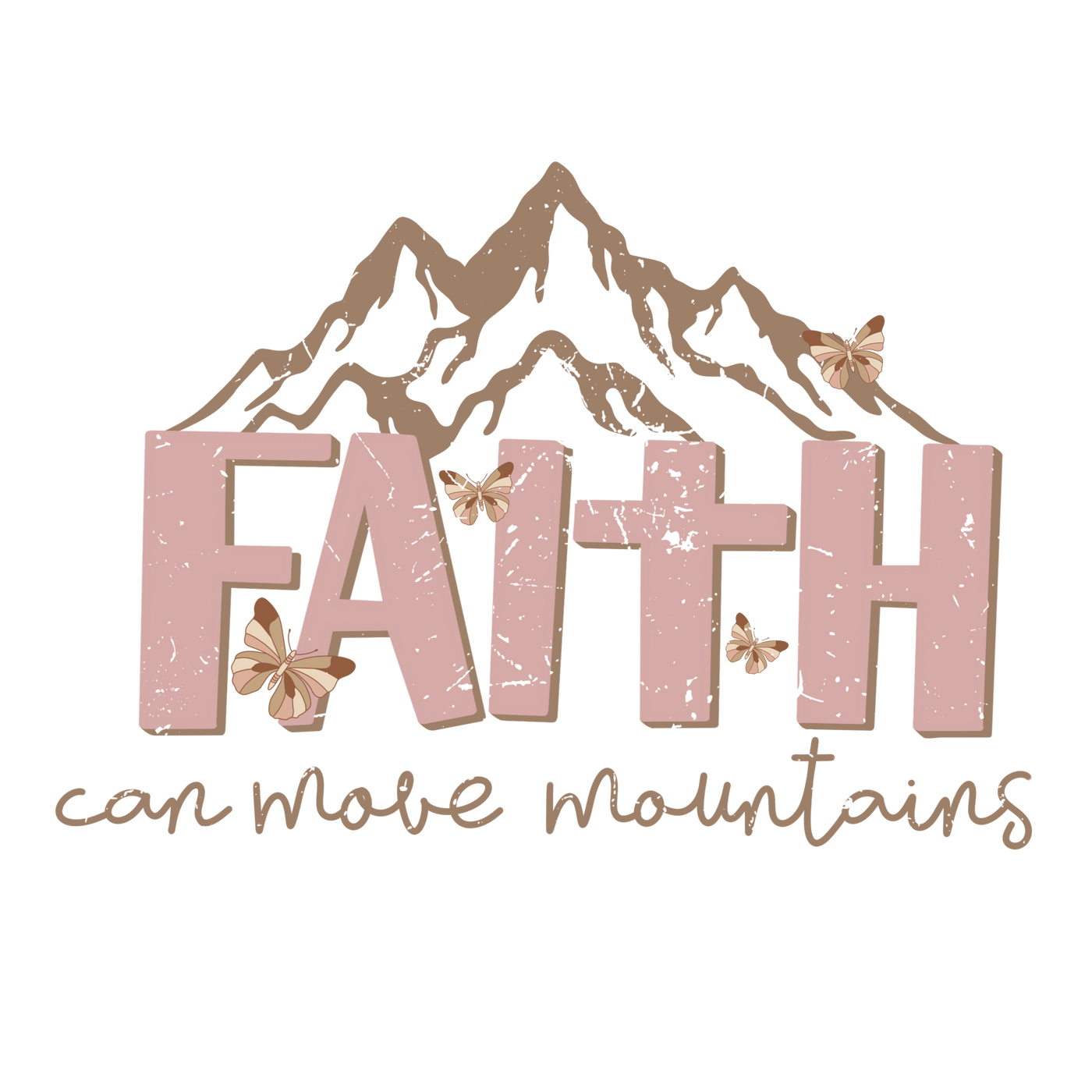 Retro Faith Can Move Mountains Vinyl, Sticker, 3x3 in