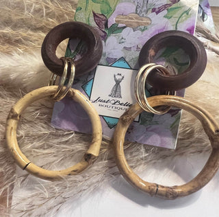 Bamboo Earrings with Wood - Just Believe Boutique