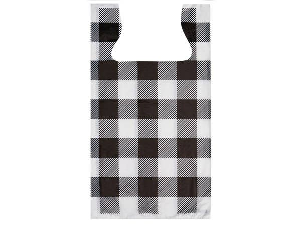 Plastic T Shirt Bag Prints: 500 Pack / 11.5x6.5x22" / Buffalo Plaid