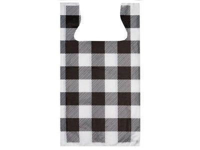 Plastic T Shirt Bag Prints: 500 Pack / 11.5x6.5x22" / Buffalo Plaid