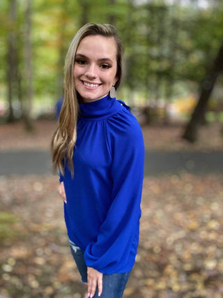 Royal Blue Blouse - Just Believe Boutique