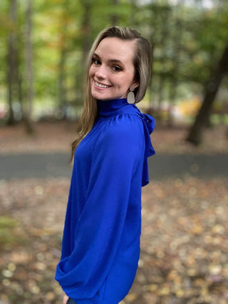 Royal Blue Blouse - Just Believe Boutique