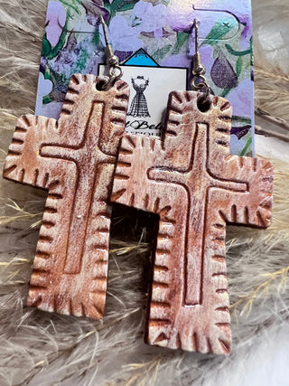 Leather Cross Earrings - JustBelieve.Boutique