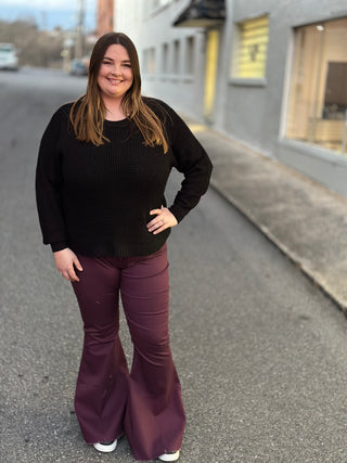 Bell Bottom Flares - Black - Eggplant - JustBelieve.Boutique