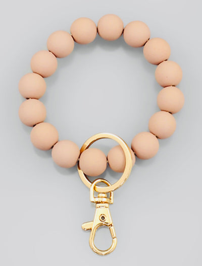 Wood Ball Bead Key Ring Bracelet - Just Believe Boutique