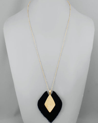 Hammered Rhombus Tassel Necklace - Just Believe Boutique