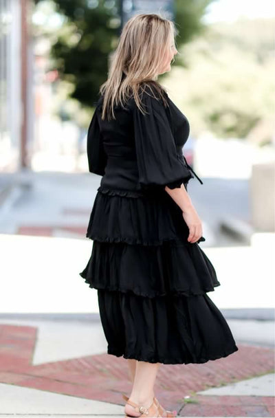 Wild West Ruffle Dress - Black - JustBelieve.Boutique