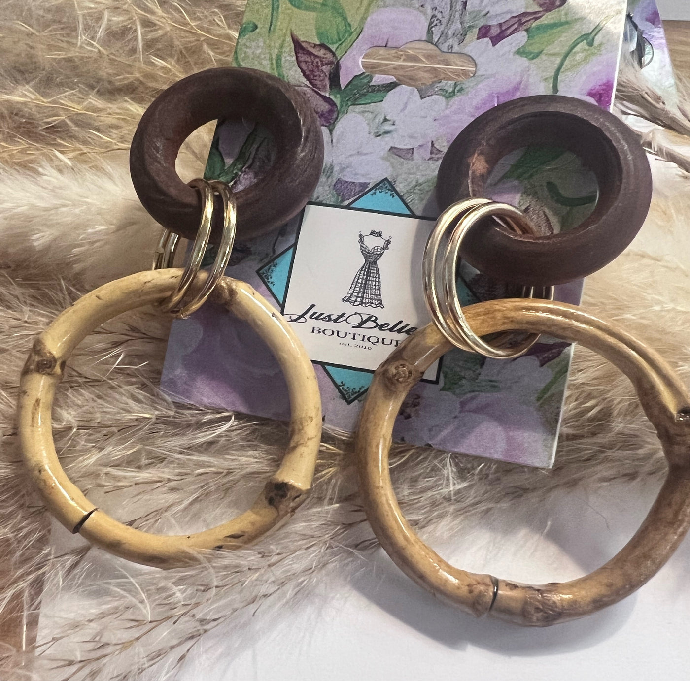 Bamboo Earrings with Wood - JustBelieve.Boutique