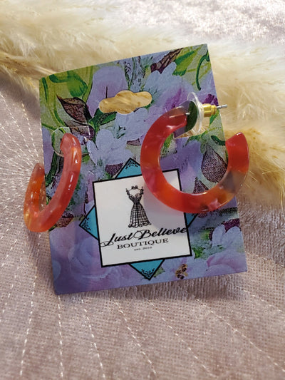 Pink Marbled Hoop Acrylic Earrings - JustBelieve.Boutique