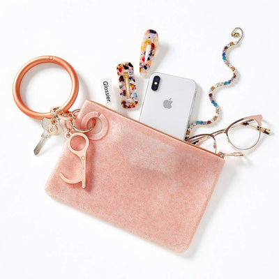 Rose Gold Confetti Large Pouch - Just Believe Boutique