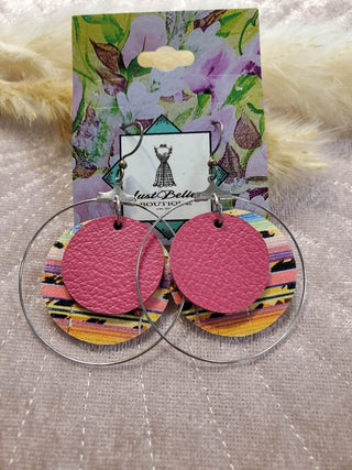 Pink Leather & Silver Hoops - Just Believe Boutique