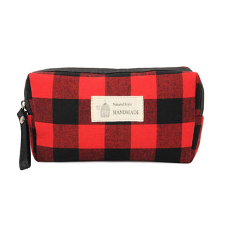 PLAID ZIPPER COSMETIC BAG - Just Believe Boutique