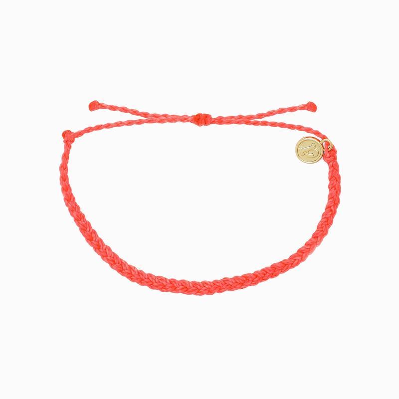 Pura Vida Mini Braided Solid Bracelet- Strawberry - Just Believe Boutique