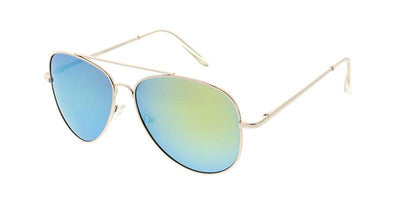 Metal Large Aviator Silver Frame Color Mirror Lens Sunglasses - Just Believe Boutique