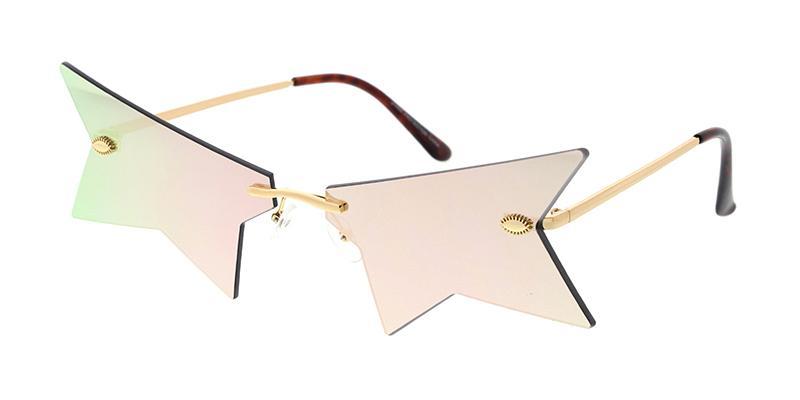 Rimless Cut Off Star Novelty Frame Color Mirror Sunglasses - Just Believe Boutique